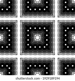 Design seamless decorative lacy pattern. Abstract square monochrome background. Vector art