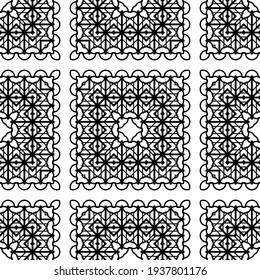 Design seamless decorative lacy pattern. Abstract square monochrome background. Vector art