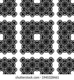 Design seamless decorative lacy pattern. Abstract square monochrome background. Vector art