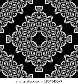 Diseño de un patrón de encaje decorativo impecable. Resumen del fondo monocromo del diamante. Arte vectorial