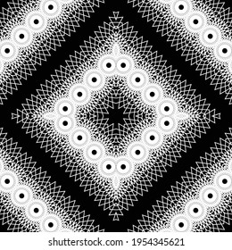 Design seamless decorative lacy pattern. Abstract diamond monochrome background. Vector art