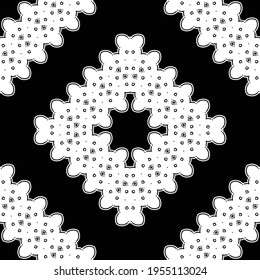 Diseño de un patrón de encaje decorativo impecable. Resumen del fondo monocromo del diamante. Arte vectorial