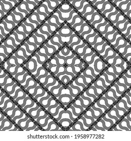 Design seamless decorative lacy pattern. Abstract diamond monochrome background. Vector art