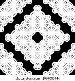 Design seamless decorative lacy pattern. Abstract diamond monochrome background. Vector art