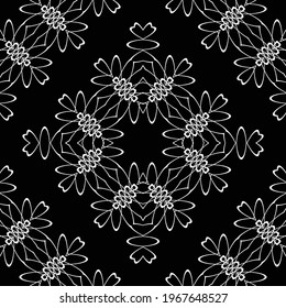 Design seamless decorative lacy pattern. Abstract diamond monochrome background. Vector art