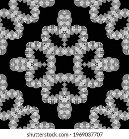 Design seamless decorative lacy pattern. Abstract diamond monochrome background. Vector art