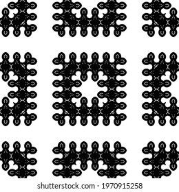 Design seamless decorative lacy pattern. Abstract square monochrome background. Vector art