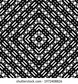 Design seamless decorative lacy pattern. Abstract diamond monochrome background. Vector art