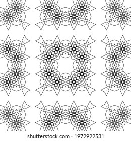 Design seamless decorative lacy pattern. Abstract square monochrome background. Vector art