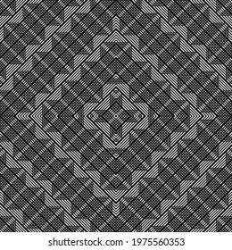 Design seamless decorative lacy pattern. Abstract geometric monochrome background. Vector art