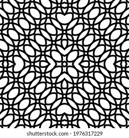 Design seamless decorative lacy pattern. Abstract geometric monochrome background. Vector art