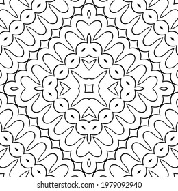 Diseño de un patrón de encaje decorativo impecable. Resumen del fondo geométrico monocromo. Arte vectorial