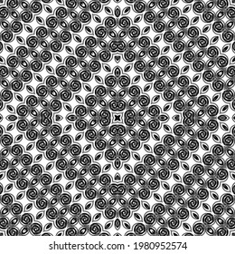 Design seamless decorative lacy pattern. Abstract geometric monochrome background. Vector art