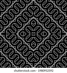 Design seamless decorative lacy pattern. Abstract geometric monochrome background. Vector art