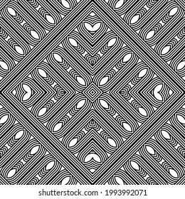 Diseño de un patrón de encaje decorativo impecable. Resumen del fondo geométrico monocromo. Arte vectorial