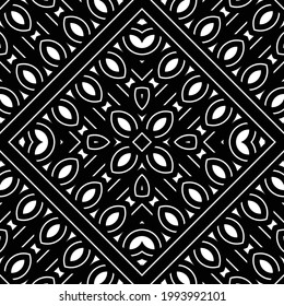 Design seamless decorative lacy pattern. Abstract geometric monochrome background. Vector art