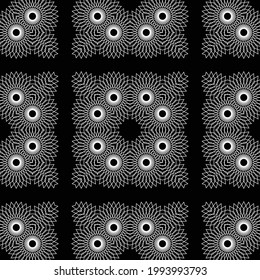 Design seamless decorative lacy pattern. Abstract square monochrome background. Vector art