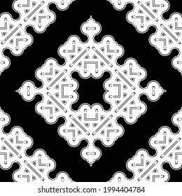 Design seamless decorative lacy pattern. Abstract diamond monochrome background. Vector art