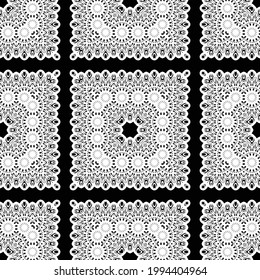 Design seamless decorative lacy pattern. Abstract square monochrome background. Vector art