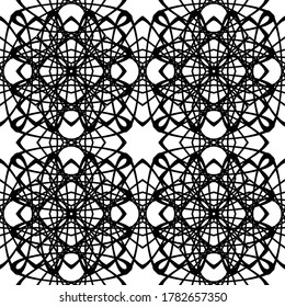 Design seamless decorative pattern. Abstract monochrome lacy background. Vector art
