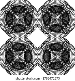 Diseño de un patrón decorativo impecable. Resumen de fondo de encaje monocromo. Arte vectorial