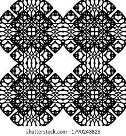 Design seamless decorative pattern. Abstract monochrome lacy background. Vector art