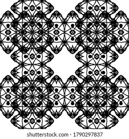Design seamless decorative pattern. Abstract monochrome lacy background. Vector art