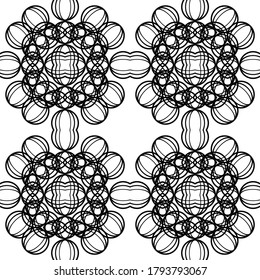 Design seamless decorative pattern. Abstract monochrome lacy background. Vector art