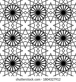 Design seamless decorative pattern. Abstract monochrome lacy background. Vector art