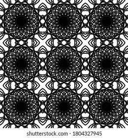 Design seamless decorative pattern. Abstract monochrome lacy background. Vector art