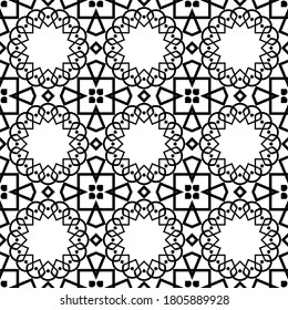 Design seamless decorative pattern. Abstract monochrome lacy background. Vector art