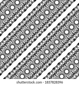 Diseño de un patrón decorativo impecable. Resumen de fondo de encaje monocromo. Arte vectorial