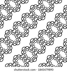 Diseño de un patrón decorativo impecable. Resumen de fondo de encaje monocromo. Arte vectorial