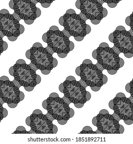 Design seamless decorative pattern. Abstract monochrome lacy background. Vector art