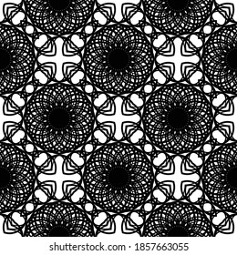 Design seamless decorative pattern. Abstract monochrome lacy background. Vector art
