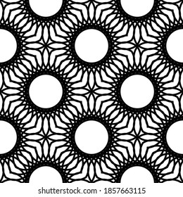 Diseño de un patrón decorativo impecable. Resumen de fondo de encaje monocromo. Arte vectorial