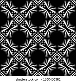 Diseño de un patrón decorativo impecable. Resumen de fondo de encaje monocromo. Arte vectorial