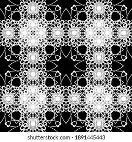 Design seamless decorative pattern. Abstract monochrome lacy background. Vector art
