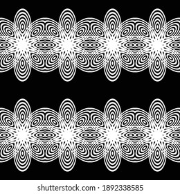Diseño de un patrón decorativo impecable. Resumen de fondo de encaje monocromo. Arte vectorial