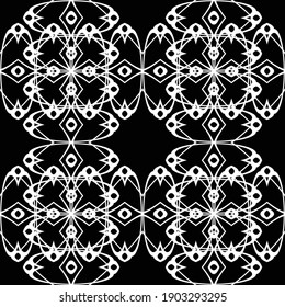 Design seamless decorative pattern. Abstract monochrome lacy background. Vector art