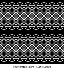 Diseño de un patrón decorativo impecable. Resumen de fondo de encaje monocromo. Arte vectorial