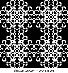 Diseño de un patrón decorativo impecable. Resumen de fondo de encaje monocromo. Arte vectorial