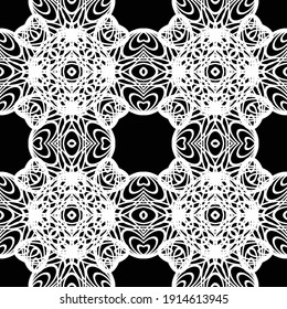Design seamless decorative pattern. Abstract monochrome lacy background. Vector art