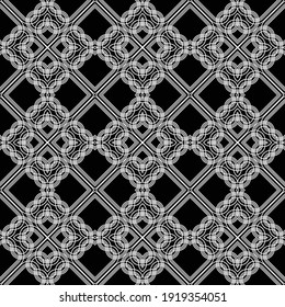 Diseño de un patrón decorativo impecable. Resumen de fondo de encaje monocromo. Arte vectorial