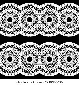Diseño de un patrón decorativo impecable. Resumen de fondo de encaje monocromo. Arte vectorial