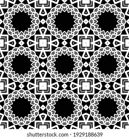 Design seamless decorative pattern. Abstract monochrome lacy background. Vector art