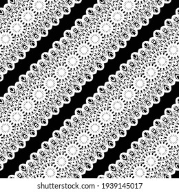 Design seamless decorative pattern. Abstract monochrome lacy background. Vector art