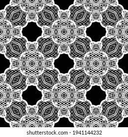 Design seamless decorative pattern. Abstract monochrome lacy background. Vector art
