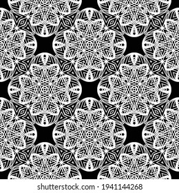 Diseño de un patrón decorativo impecable. Resumen de fondo de encaje monocromo. Arte vectorial