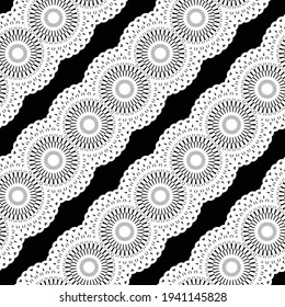 Design seamless decorative pattern. Abstract monochrome lacy background. Vector art